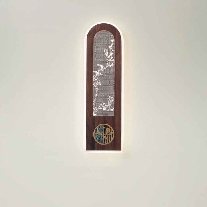 Applique murale LED en acrylique en noyer noir rectangulaire traditionnel pour salon 