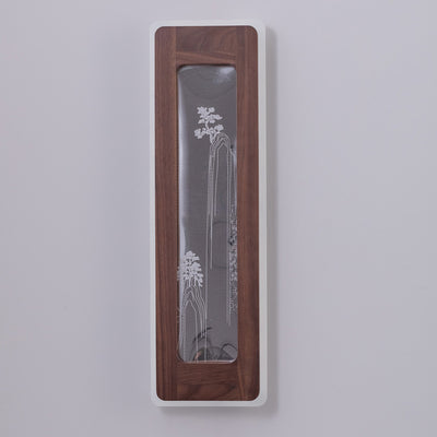 Aplique de pared LED de acrílico de nogal negro rectangular chino tradicional para sala de estar 