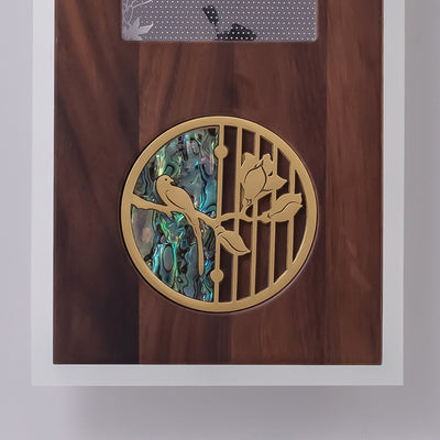 Aplique de pared LED de acrílico de nogal negro rectangular chino tradicional para sala de estar 