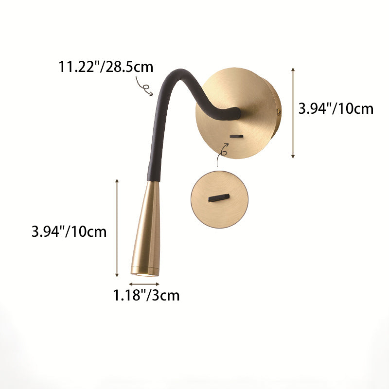 Applique murale LED en tube de cuivre en silicone nordique contemporain pour chambre 