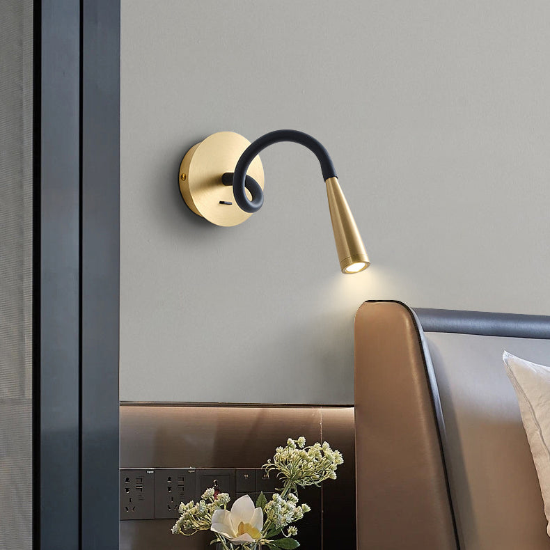 Applique murale LED en tube de cuivre en silicone nordique contemporain pour chambre 