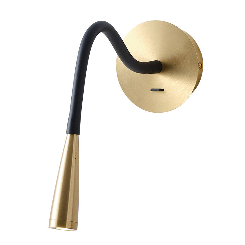 Contemporary Nordic Tube Copper Silicone LED Wall Sconce Lamp For Bedroom