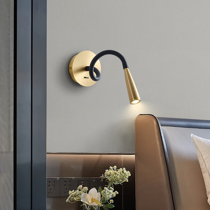 Applique murale LED en tube de cuivre en silicone nordique contemporain pour chambre 