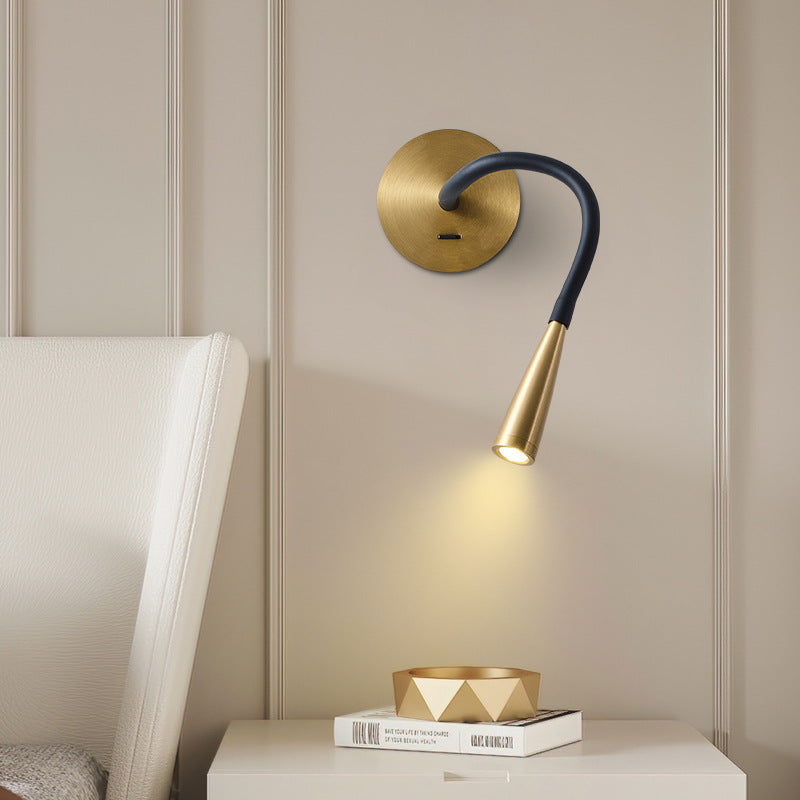 Applique murale LED en tube de cuivre en silicone nordique contemporain pour chambre 