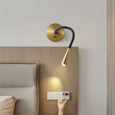Contemporary Nordic Tube Copper Silicone LED Wall Sconce Lamp For Bedroom