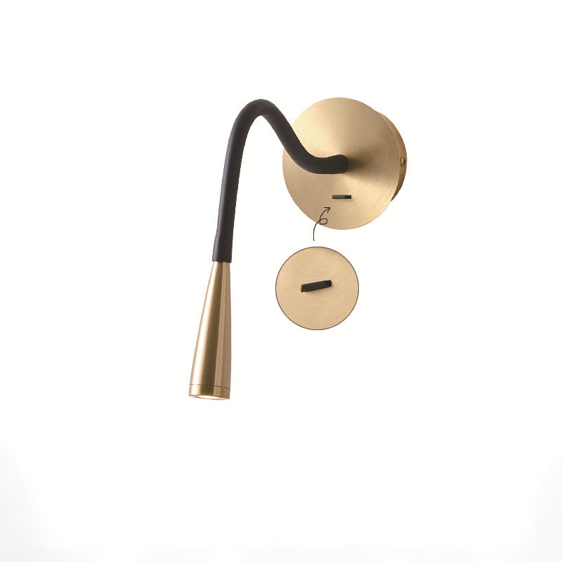 Applique murale LED en tube de cuivre en silicone nordique contemporain pour chambre 