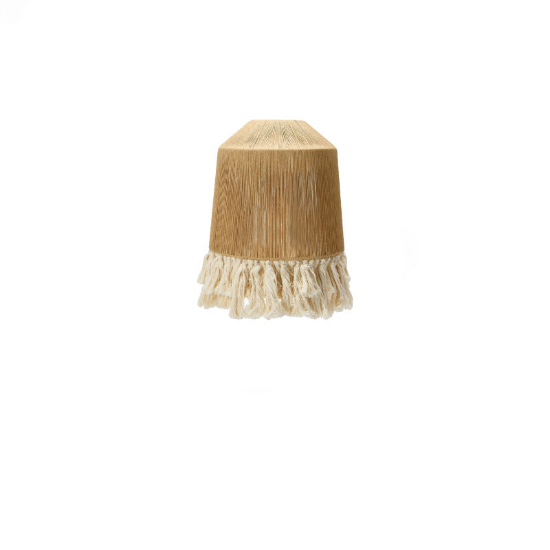 Traditional Japanese Cone Hemp Rope 1-Light Wall Sconce Lamp For Bedroom