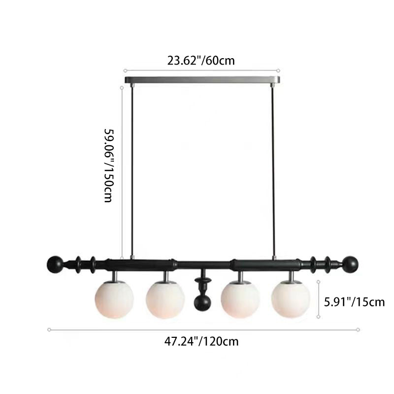 Traditioneller französischer Globus Kronleuchter aus Eschenholz, Glas und Metall mit 4 Lichtern für das Wohnzimmer 