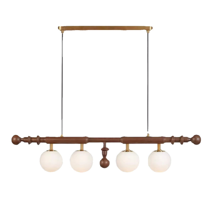 Traditioneller französischer Globus Kronleuchter aus Eschenholz, Glas und Metall mit 4 Lichtern für das Wohnzimmer 