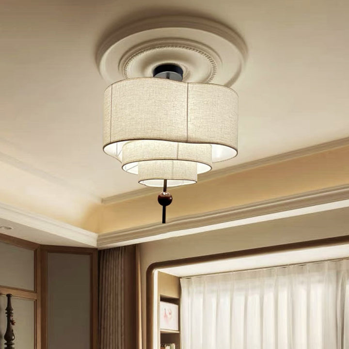 Lámpara de techo semi empotrada de madera maciza vintage tradicional ovalada con 3/5 luces para sala de estar 