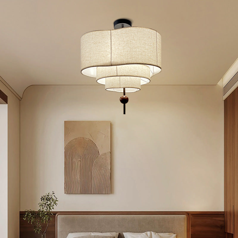 Lámpara de techo semi empotrada de madera maciza vintage tradicional ovalada con 3/5 luces para sala de estar 