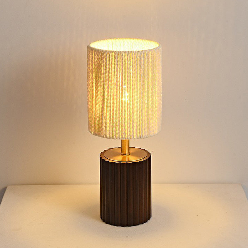 Traditionelle japanische Zylinderlampe aus Gummibaumholz und Papierseil mit 1 Licht für das Schlafzimmer 