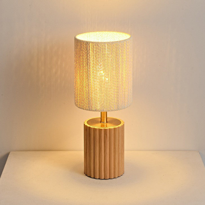 Traditionelle japanische Zylinderlampe aus Gummibaumholz und Papierseil mit 1 Licht für das Schlafzimmer 