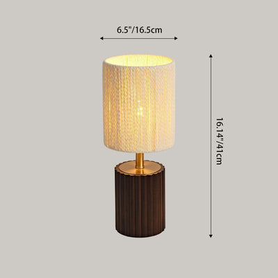 Traditionelle japanische Zylinderlampe aus Gummibaumholz und Papierseil mit 1 Licht für das Schlafzimmer 