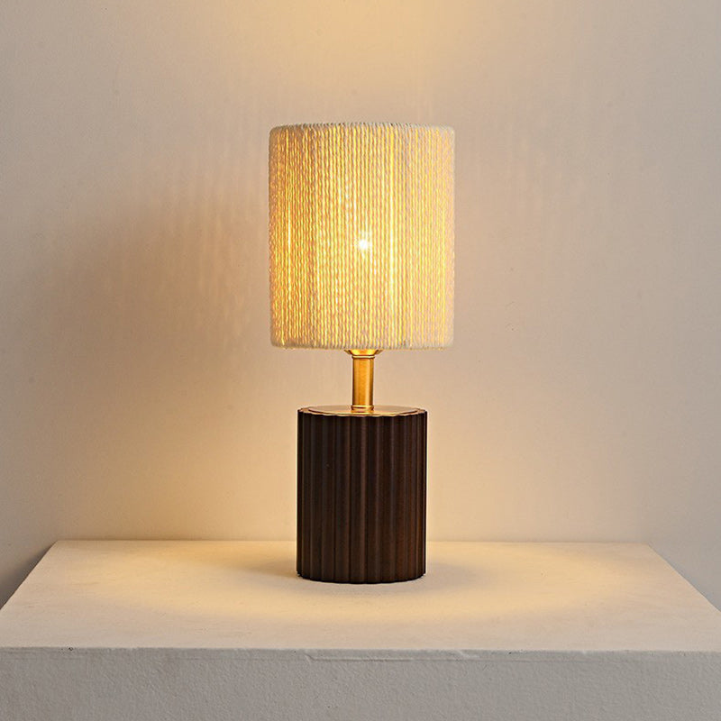 Traditionelle japanische Zylinderlampe aus Gummibaumholz und Papierseil mit 1 Licht für das Schlafzimmer 