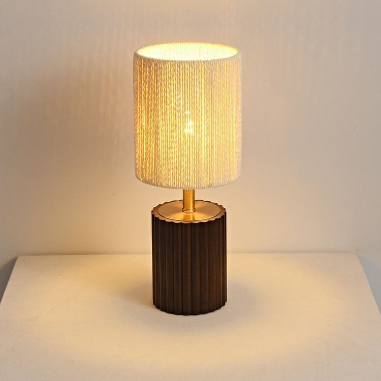 Traditionelle japanische Zylinderlampe aus Gummibaumholz und Papierseil mit 1 Licht für das Schlafzimmer 