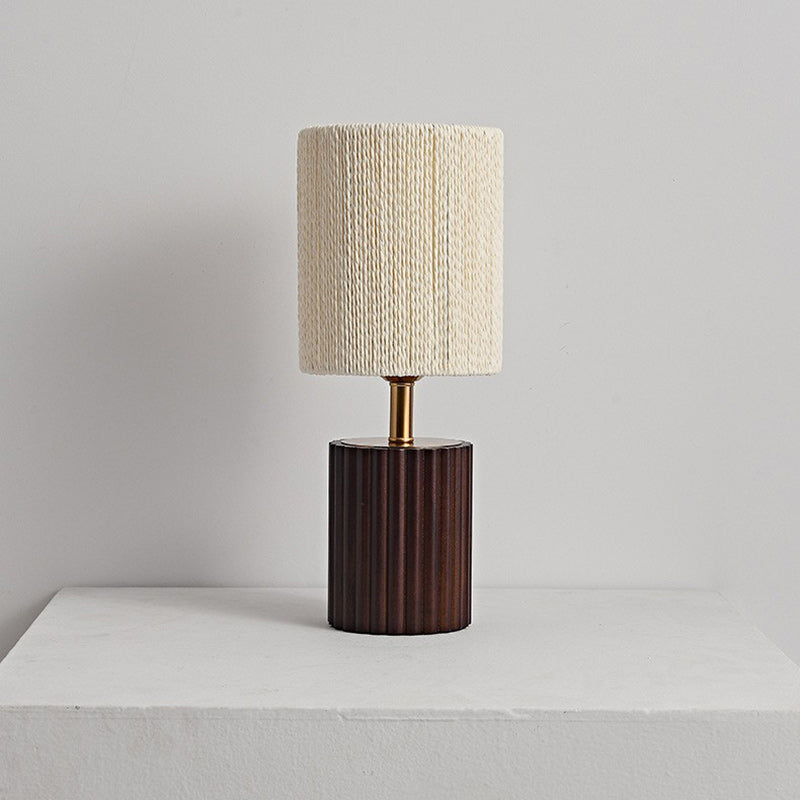 Traditionelle japanische Zylinderlampe aus Gummibaumholz und Papierseil mit 1 Licht für das Schlafzimmer 