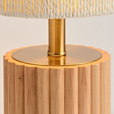 Traditionelle japanische Zylinderlampe aus Gummibaumholz und Papierseil mit 1 Licht für das Schlafzimmer 