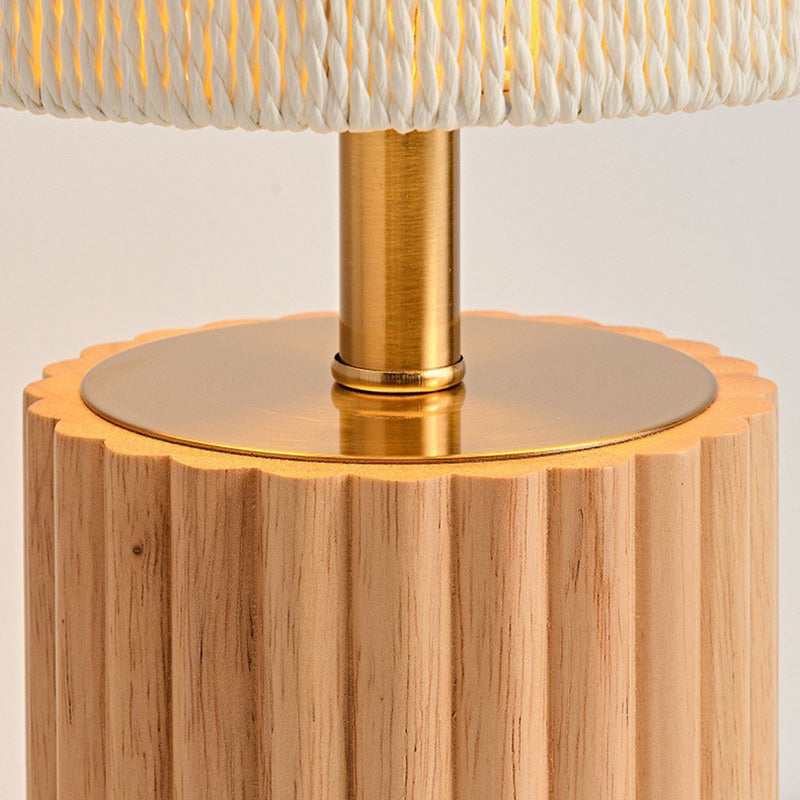 Traditionelle japanische Zylinderlampe aus Gummibaumholz und Papierseil mit 1 Licht für das Schlafzimmer 