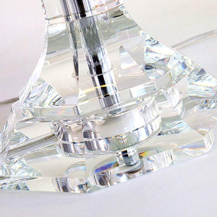 Modern Luxury Round Iron Crystal 1-Light Table Lamp For Bedroom