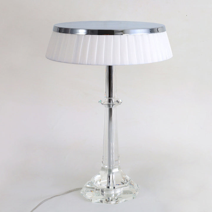 Modern Luxury Round Iron Crystal 1-Light Table Lamp For Bedroom
