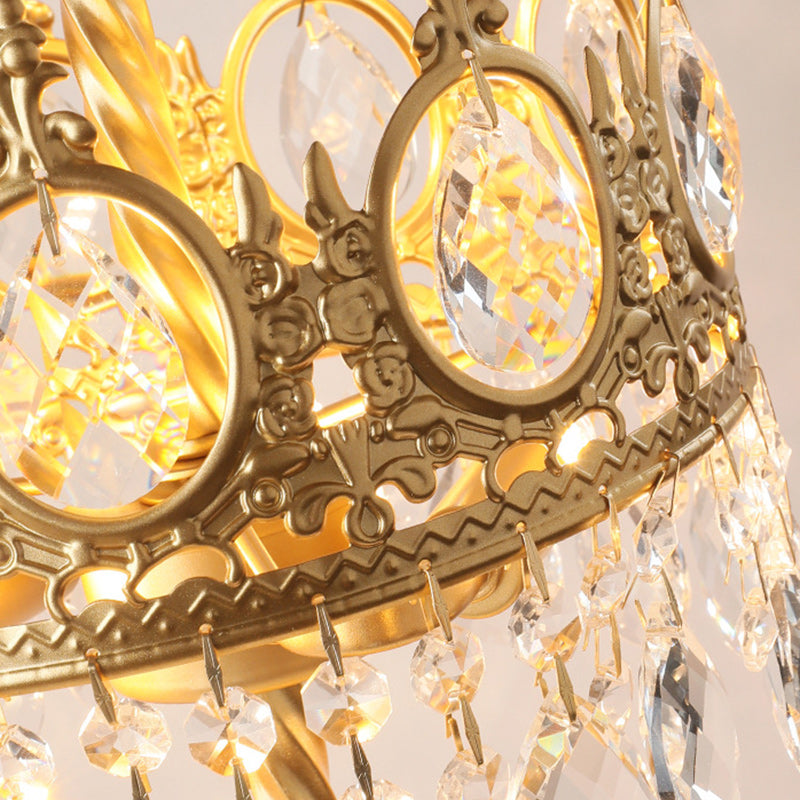 Modern Luxury Crown Iron Crystal 2-Light Table Lamp For Bedroom