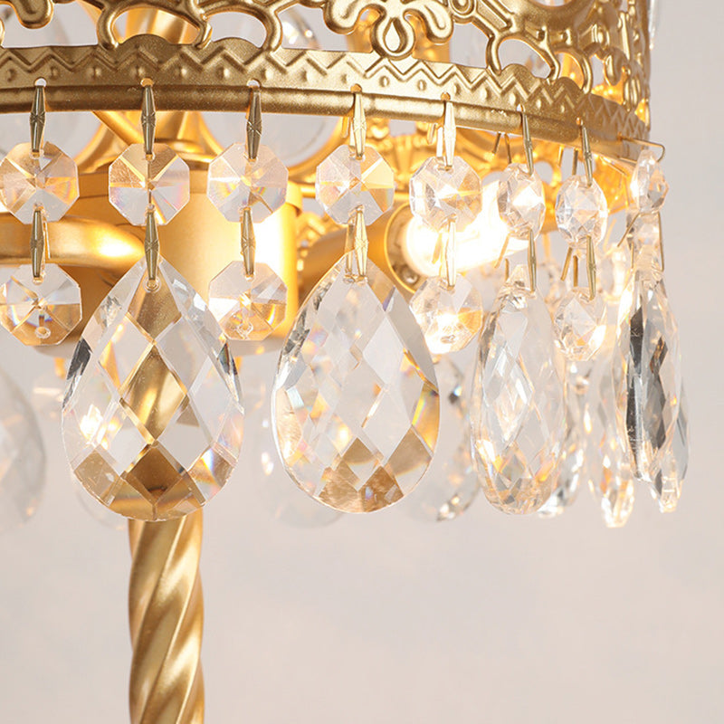 Modern Luxury Crown Iron Crystal 2-Light Table Lamp For Bedroom
