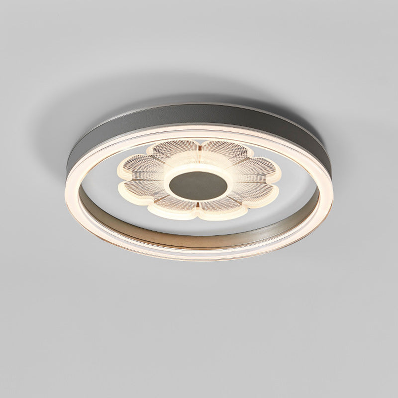 Moderne Einfachheit Runde Eisen Aluminium Acryl Leder LED Deckenleuchte für das Schlafzimmer 