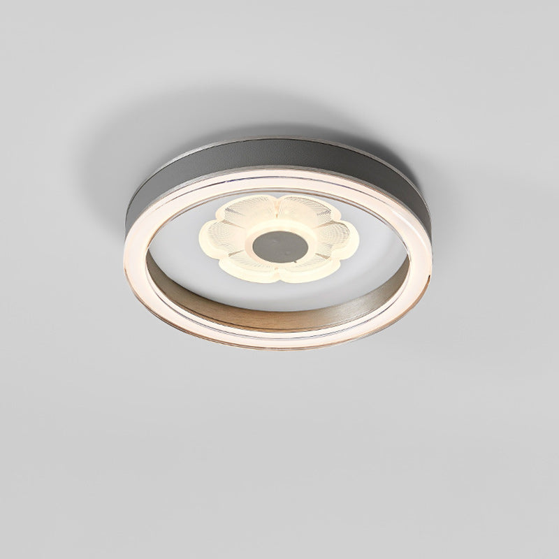 Plafonnier LED Rond en Fer Aluminium Acrylique Cuir Simplicité Moderne pour Chambre 