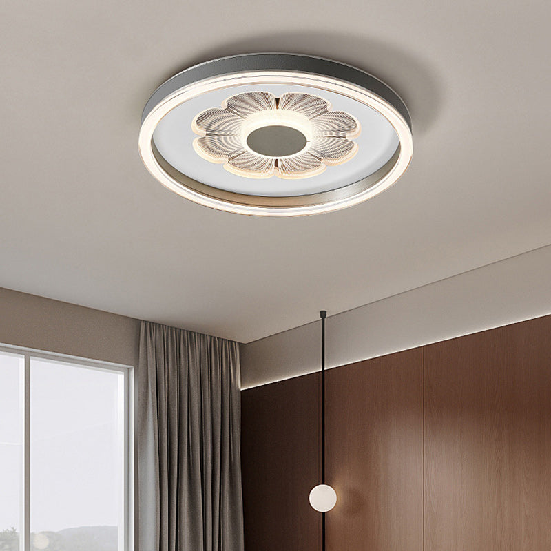 Plafonnier LED Rond en Fer Aluminium Acrylique Cuir Simplicité Moderne pour Chambre 