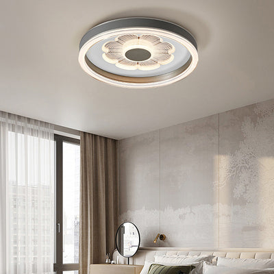 Plafonnier LED Rond en Fer Aluminium Acrylique Cuir Simplicité Moderne pour Chambre 