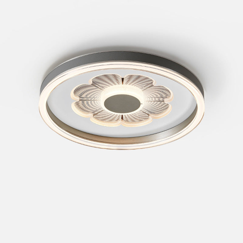Moderne Einfachheit Runde Eisen Aluminium Acryl Leder LED Deckenleuchte für das Schlafzimmer 