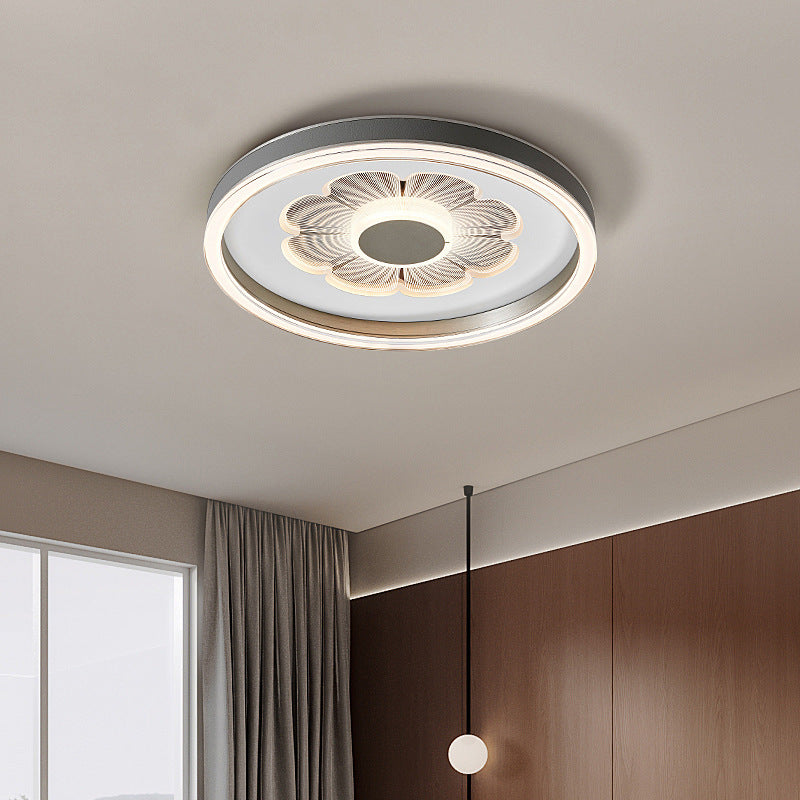 Plafonnier LED Rond en Fer Aluminium Acrylique Cuir Simplicité Moderne pour Chambre 