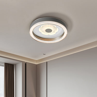Plafonnier LED Rond en Fer Aluminium Acrylique Cuir Simplicité Moderne pour Chambre 