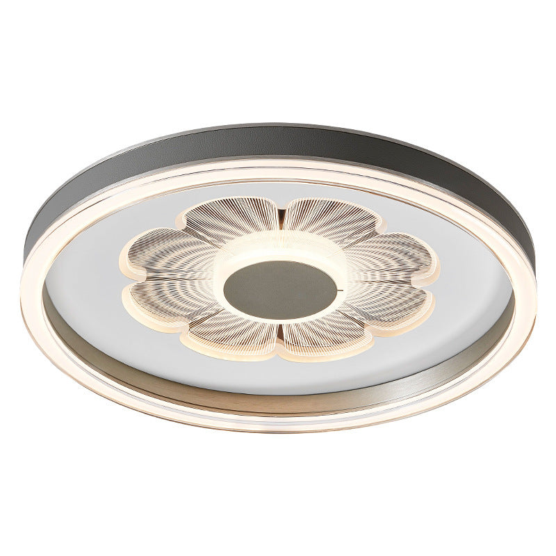 Moderne Einfachheit Runde Eisen Aluminium Acryl Leder LED Deckenleuchte für das Schlafzimmer 