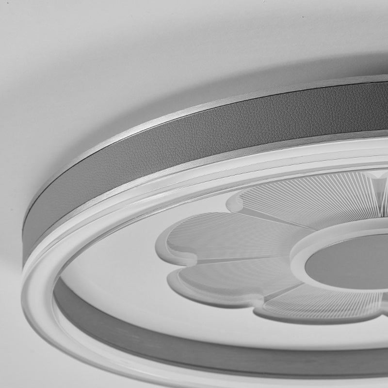 Plafonnier LED Rond en Fer Aluminium Acrylique Cuir Simplicité Moderne pour Chambre 