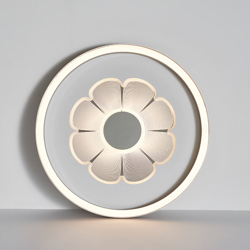 Plafonnier LED Rond en Fer Aluminium Acrylique Cuir Simplicité Moderne pour Chambre 
