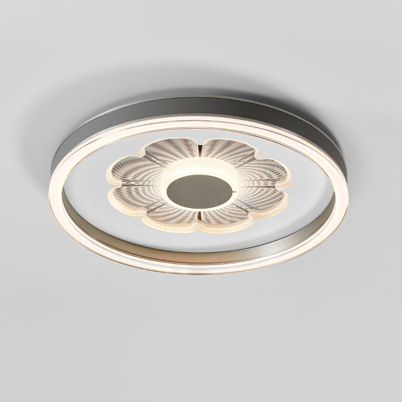 Plafonnier LED Rond en Fer Aluminium Acrylique Cuir Simplicité Moderne pour Chambre 