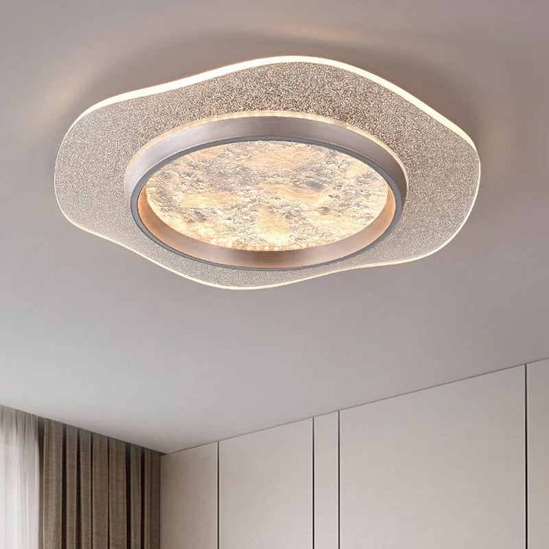 Modern Luxury Flower Iron Aluminum Acrylic LED Flush Mount Ceiling Light For Bedroom