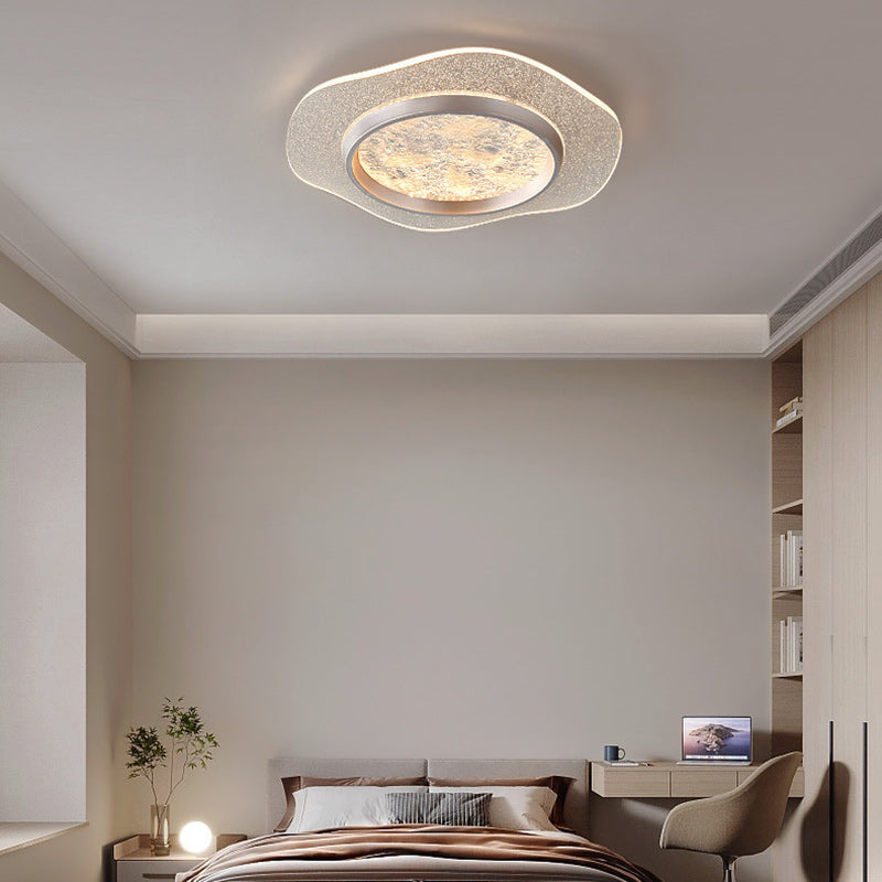 Modern Luxury Flower Iron Aluminum Acrylic LED Flush Mount Ceiling Light For Bedroom