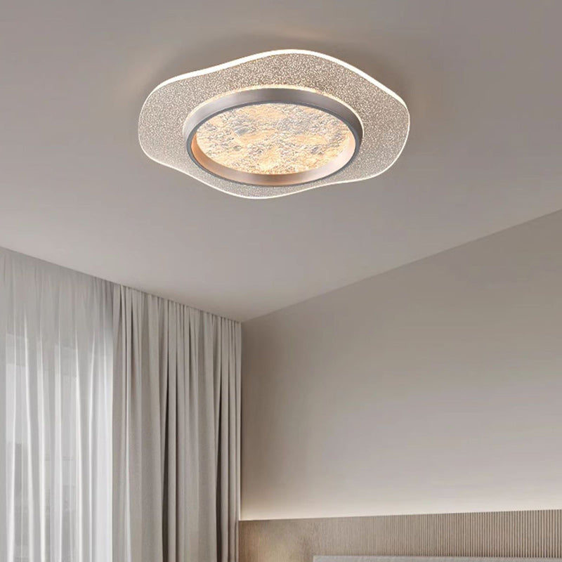 Modern Luxury Flower Iron Aluminum Acrylic LED Flush Mount Ceiling Light For Bedroom
