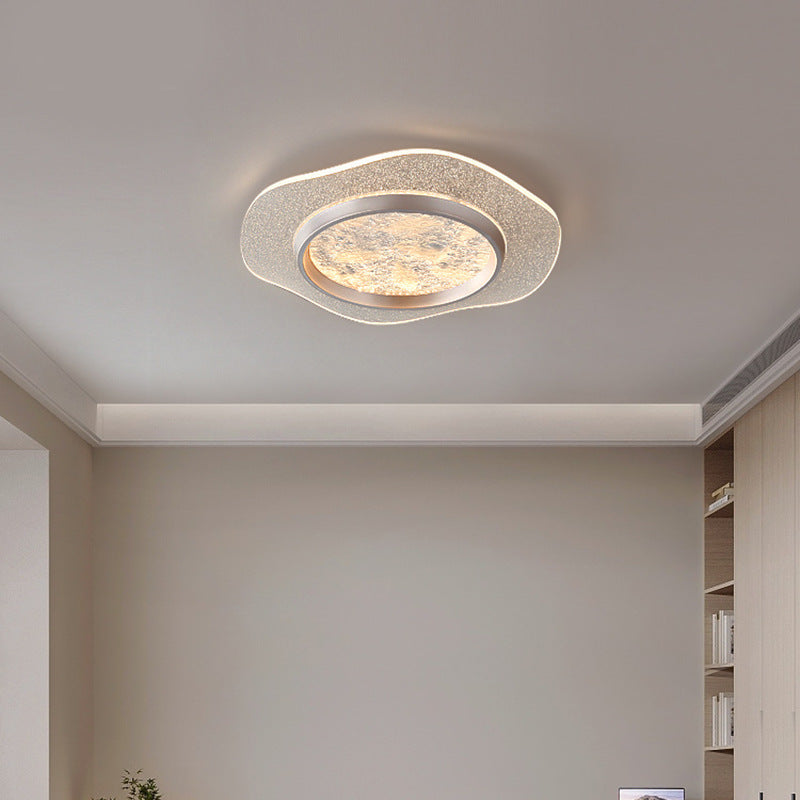 Modern Luxury Flower Iron Aluminum Acrylic LED Flush Mount Ceiling Light For Bedroom