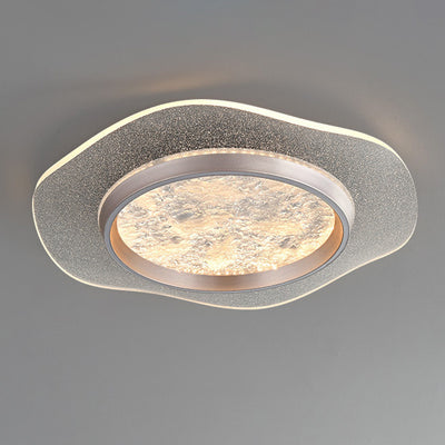 Modern Luxury Flower Iron Aluminum Acrylic LED Flush Mount Ceiling Light For Bedroom