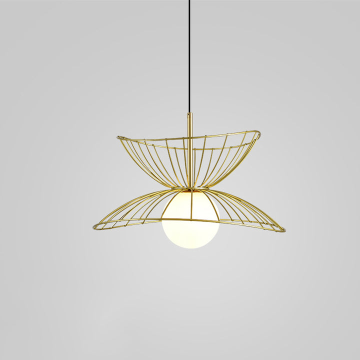 Zeitgenössische kreative Strohhut Eisen 1-Licht Pendelleuchte für Wohnzimmer 