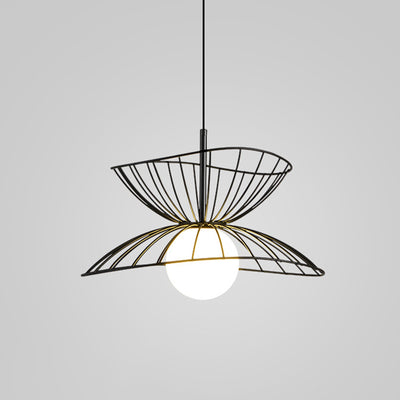 Contemporary Creative Straw Hat Iron 1-Light Pendant Light For Living Room
