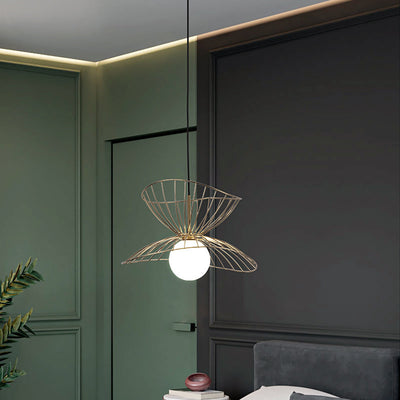 Contemporary Creative Straw Hat Iron 1-Light Pendant Light For Living Room