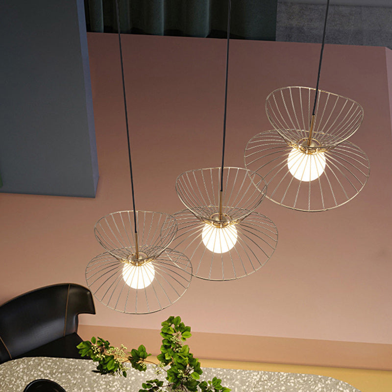 Zeitgenössische kreative Strohhut Eisen 1-Licht Pendelleuchte für Wohnzimmer 