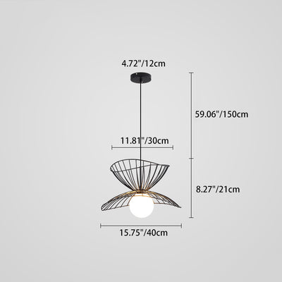 Contemporary Creative Straw Hat Iron 1-Light Pendant Light For Living Room