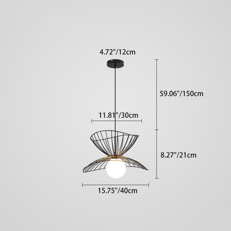 Contemporary Creative Straw Hat Iron 1-Light Pendant Light For Living Room