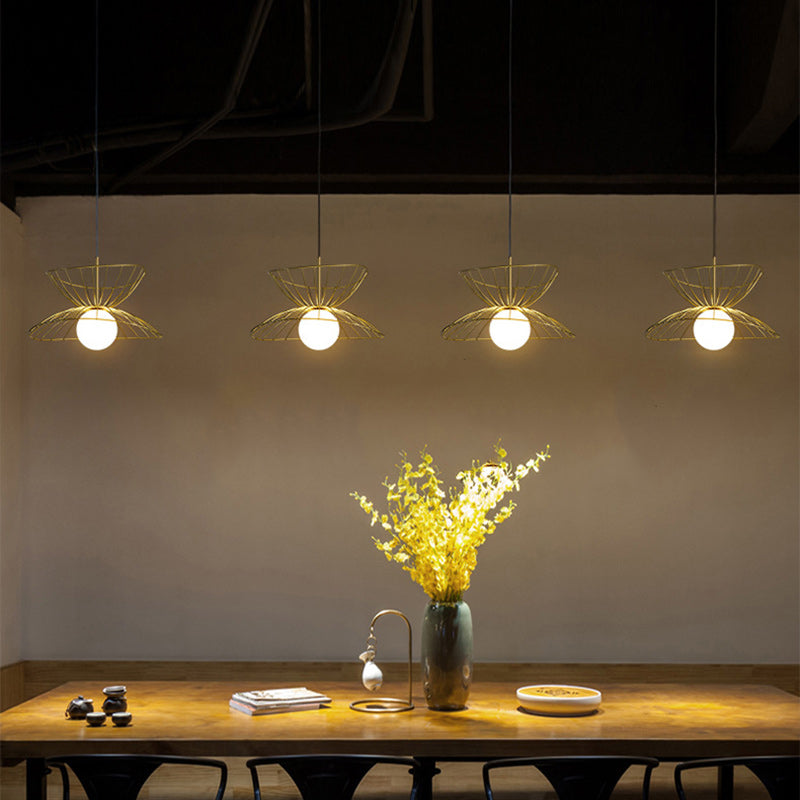 Contemporary Creative Straw Hat Iron 1-Light Pendant Light For Living Room